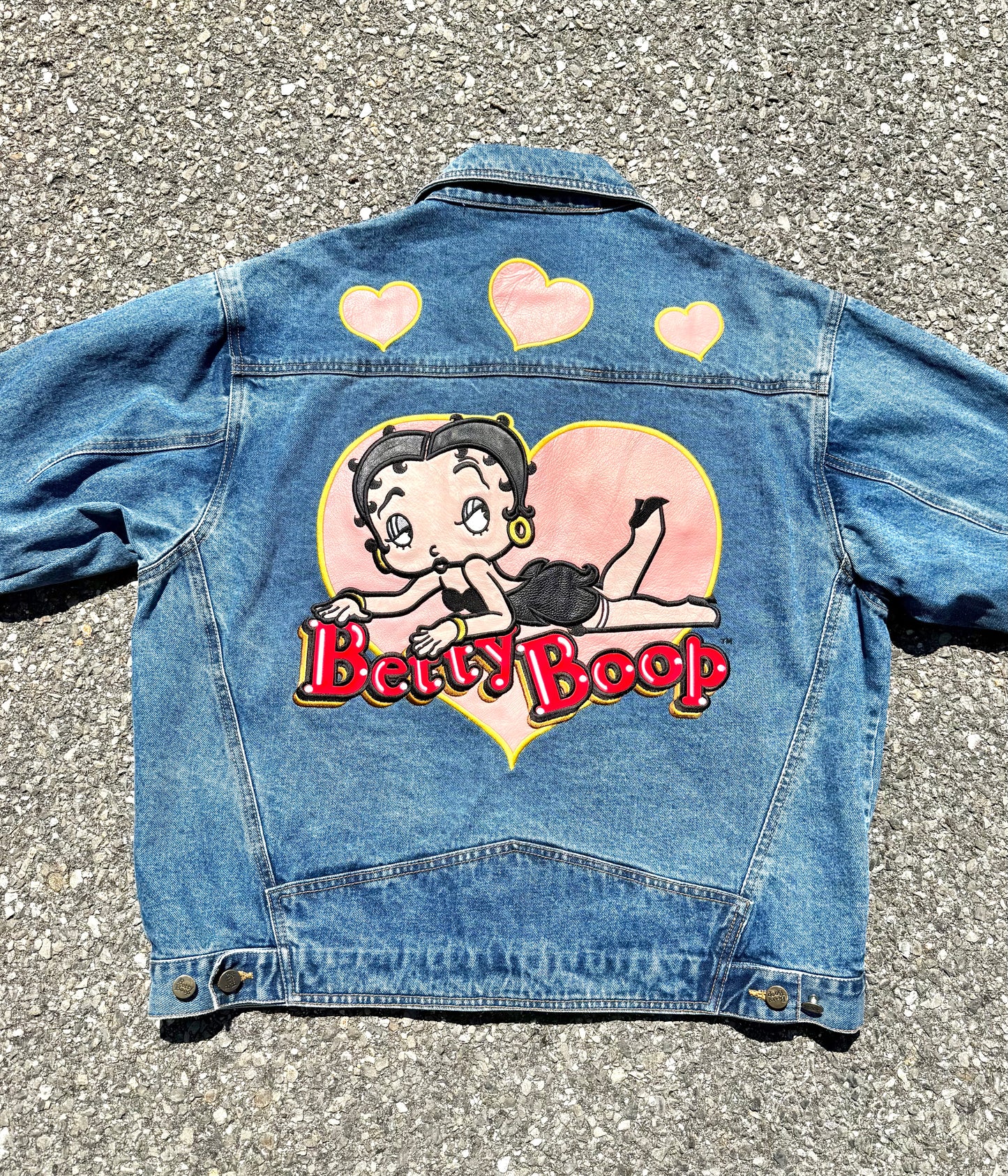 Vintage Betty Boop American Toons Retro 90's Blue Denim Jean Jacket Large