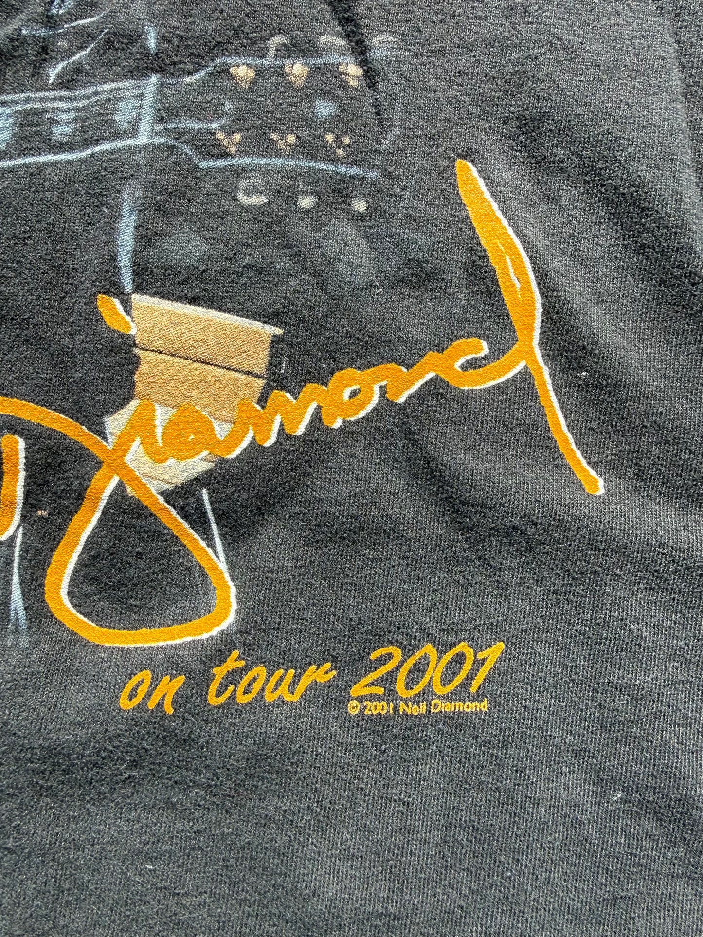 Vintage Neil Diamond Y2K Concert Tour Band T Shirt Size L Large 2001 Black