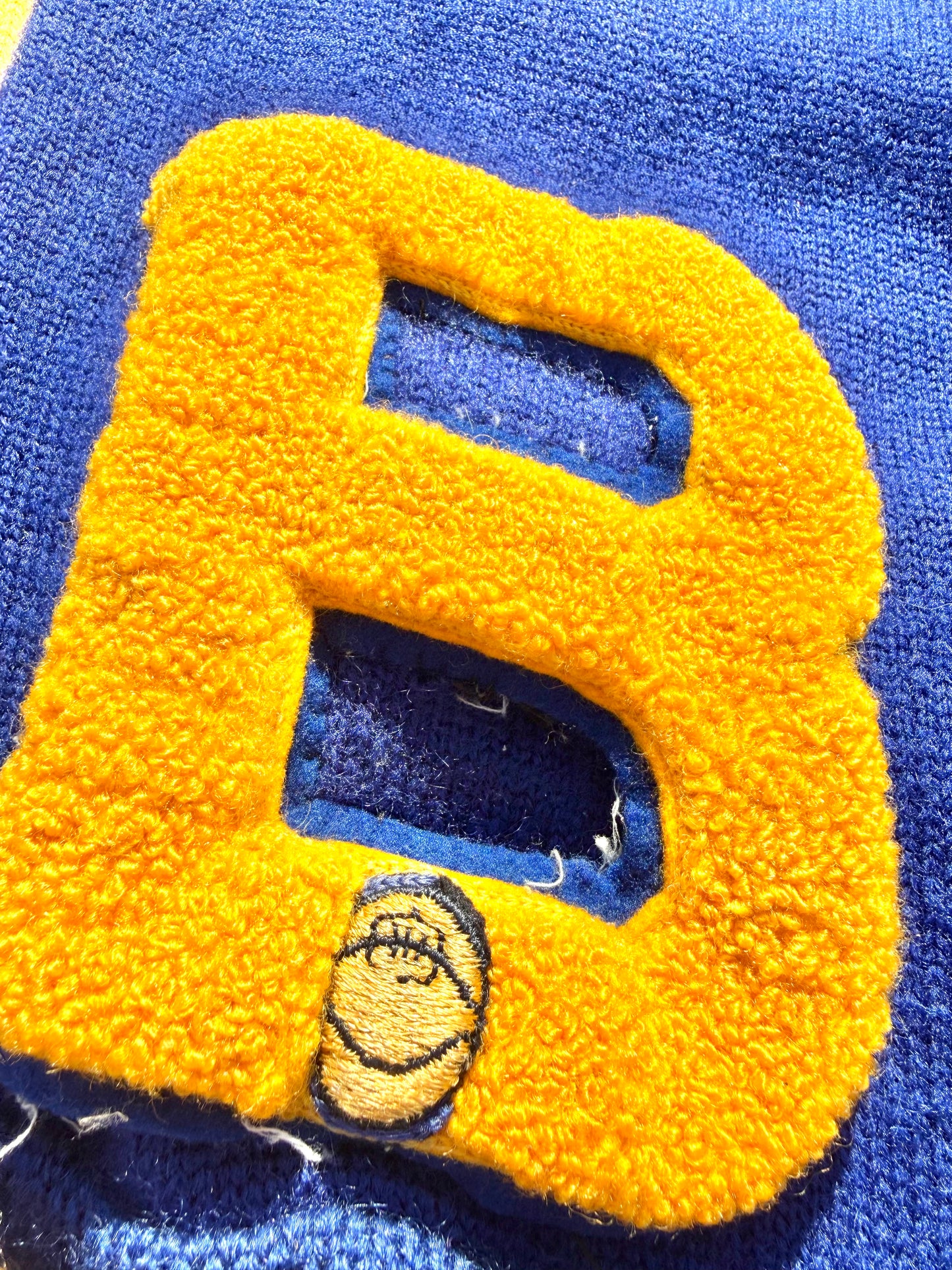 Vintage Varsity Football 50's Letterman Wool Cardigan Sweater Size M Medium Blue and Gold