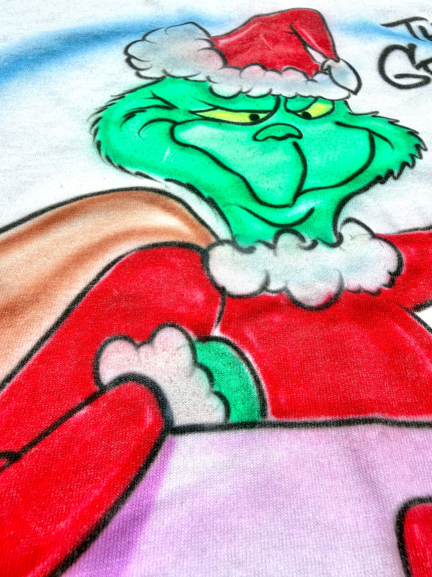 Vintage Grinch Retro 90's Air Brush Christmas Dr Seuss Single Stitch Shirt Large