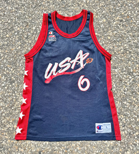 Vintage Champion USA Dream Team Olympics 90's Penny Hardaway Basketball Jersey Large