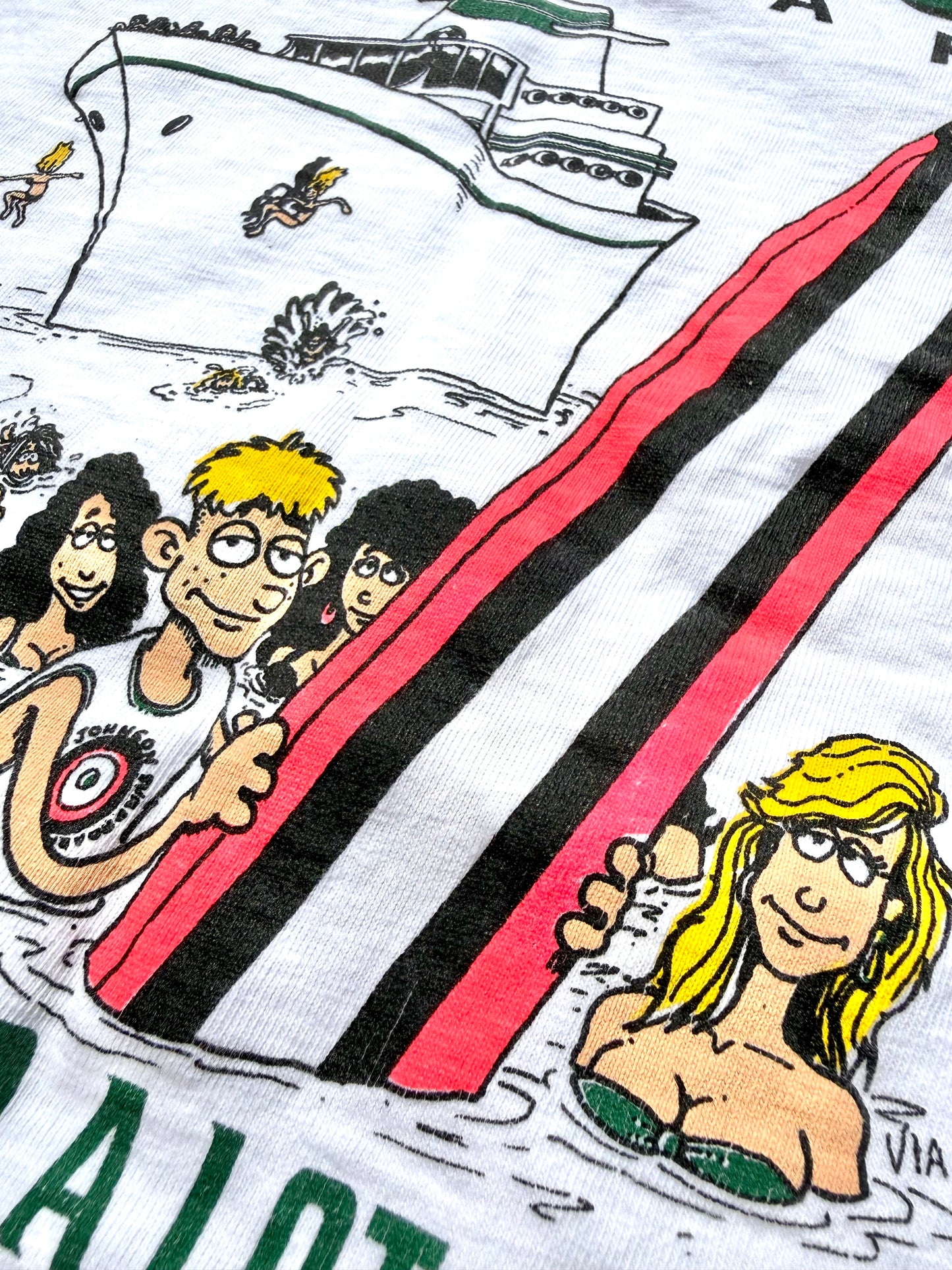 Vintage Big Johnson Surf Surfboards 90's Oneita Single Stitch Band T Shirt Size M Medium