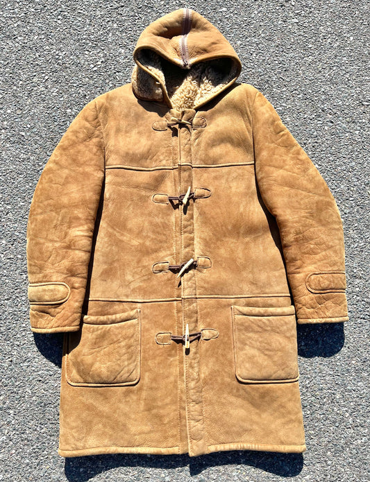 Vintage Homestead Wool Sherpa High Pile Lined Sheepskin Leather Coat Jacket Size 42 Medium