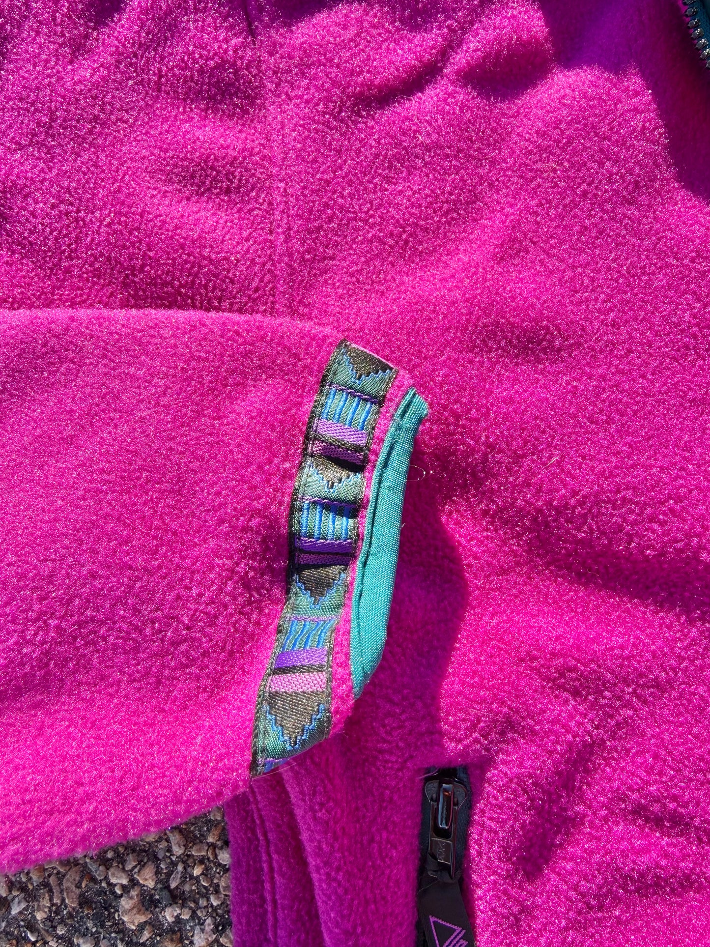 Vintage L.L. Bean Southwestern Trim 90's Half Zip Fleece Hoodie Men's Size S Small