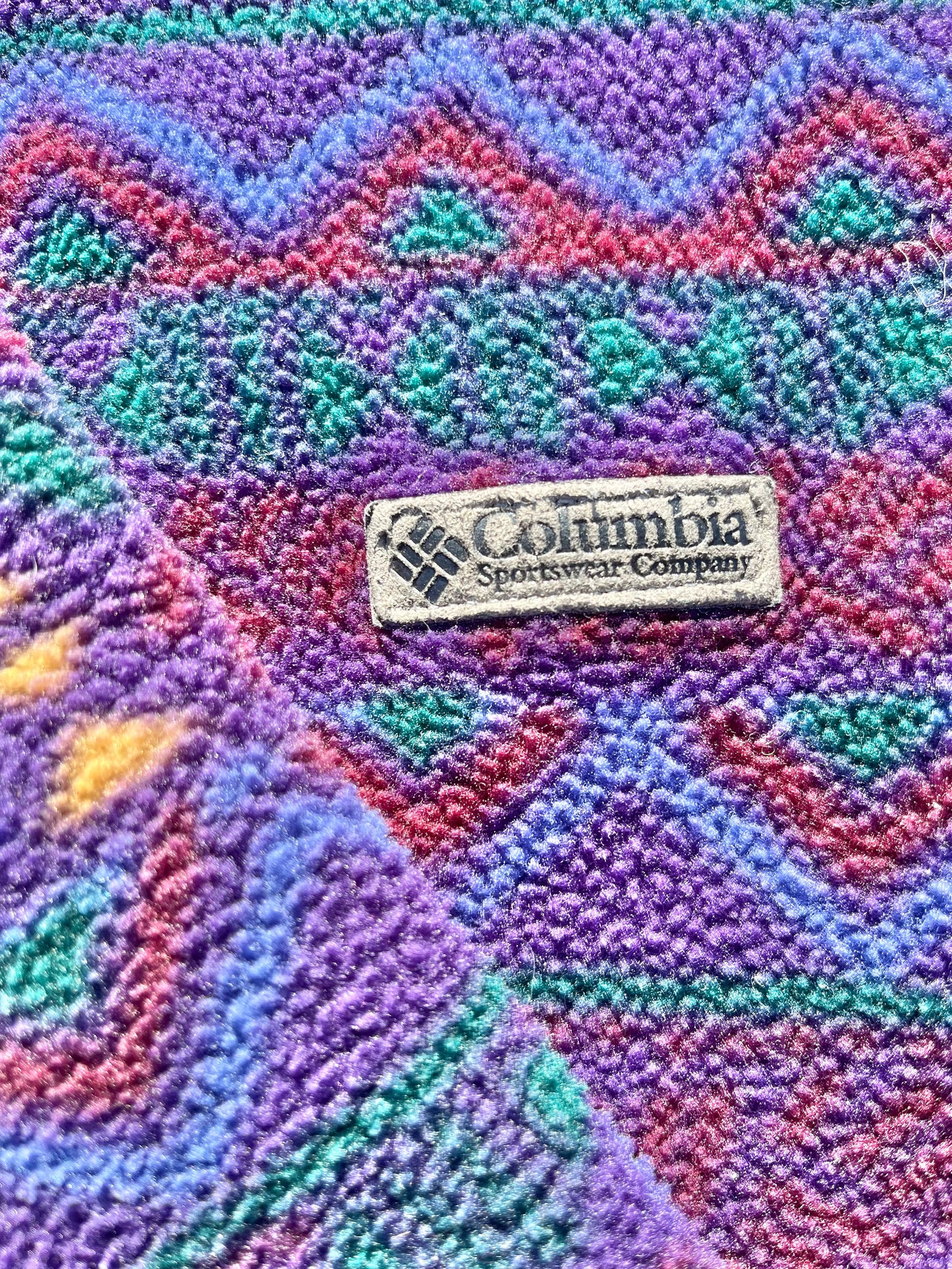 Vintage Columbia Aztec Women's Retro 90's Snap T Fleece Pullover Sweater Size S Small