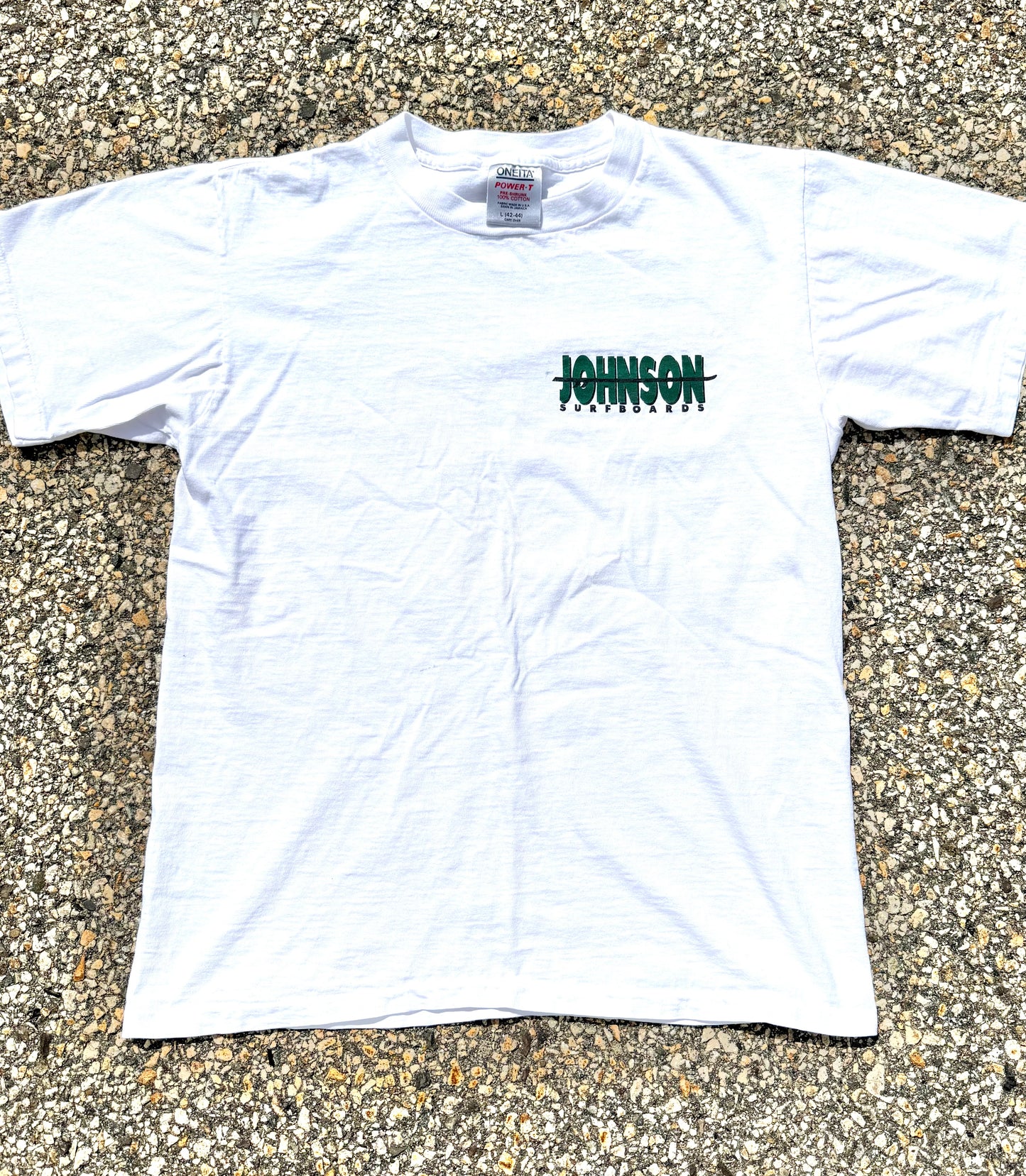 Vintage Big Johnson Surf Surfboards 90's Oneita Single Stitch Band T Shirt Size M Medium