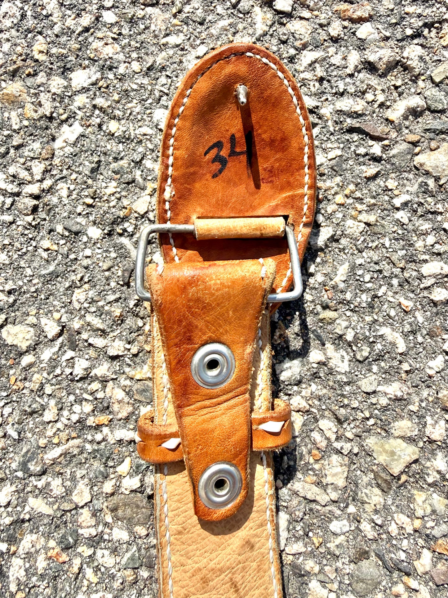 Vintage RL Embroidered Bull Cattle Leather Texas Country Western Belt Size 34