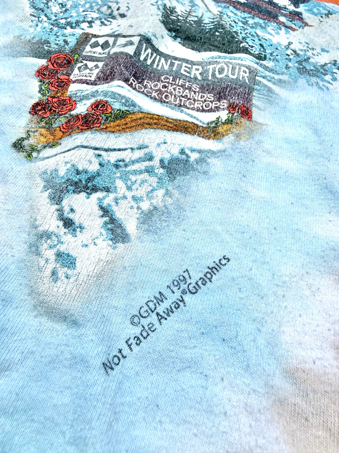Vintage Grateful Dead Ski Skiing Tie Dye 90's Y2KTour Band T Shirt Size XL