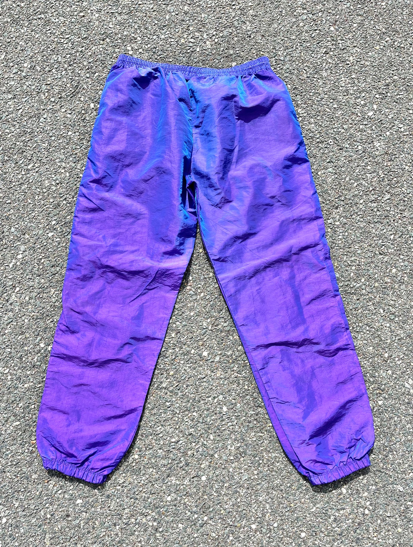 Vintage Surf Style Retro 90's Baggy Windbreaker Jogger Pants XL Metallic Purple