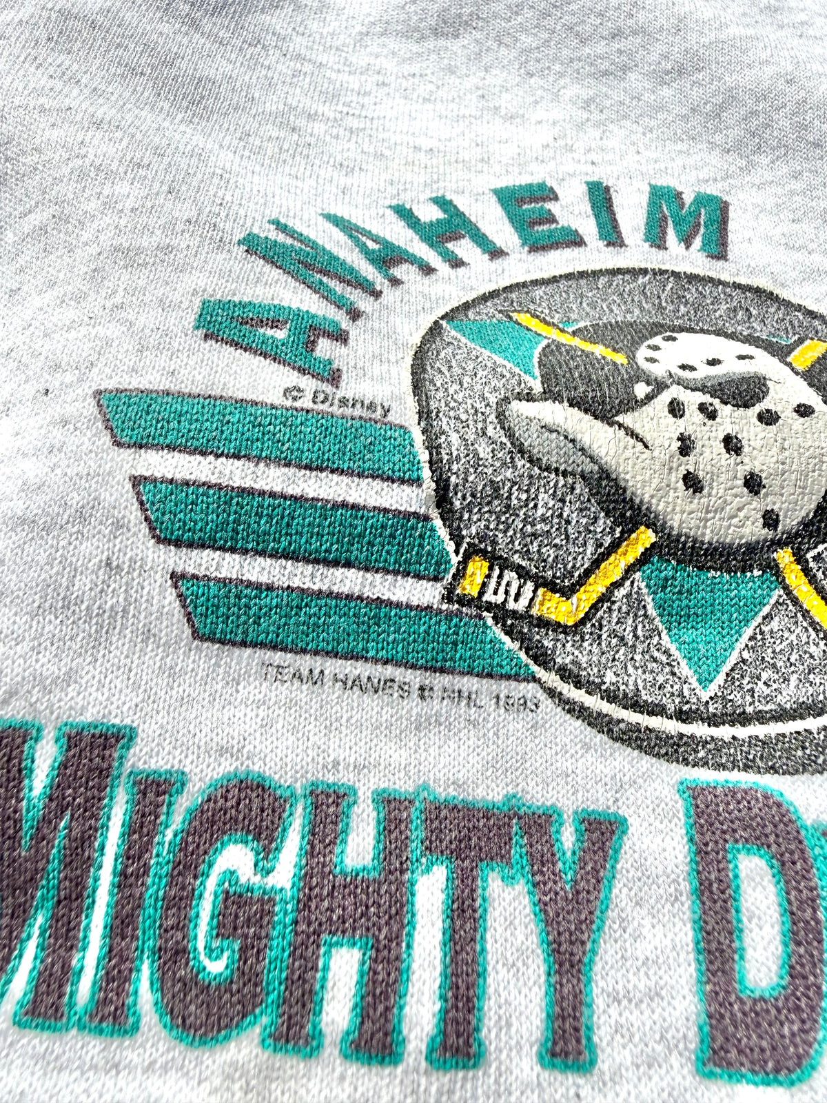 Vintage Anaheim Mighty Ducks Disney 90's NHL Hockey Sweatpants Small 1993 Gray