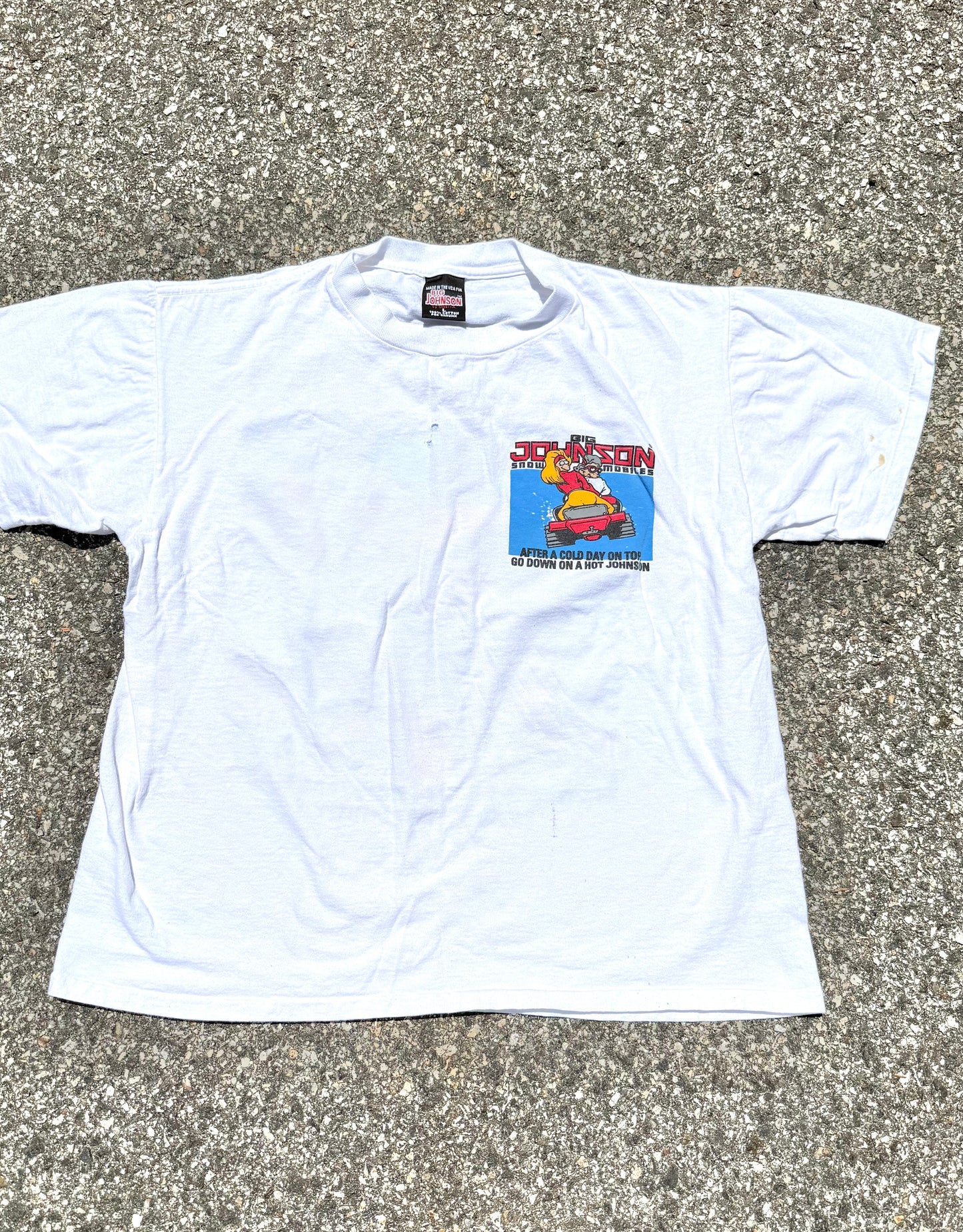 Vintage Big Johnson Snowmobiles Dick Joke 90's Single Stitch T Shirt Size L Large