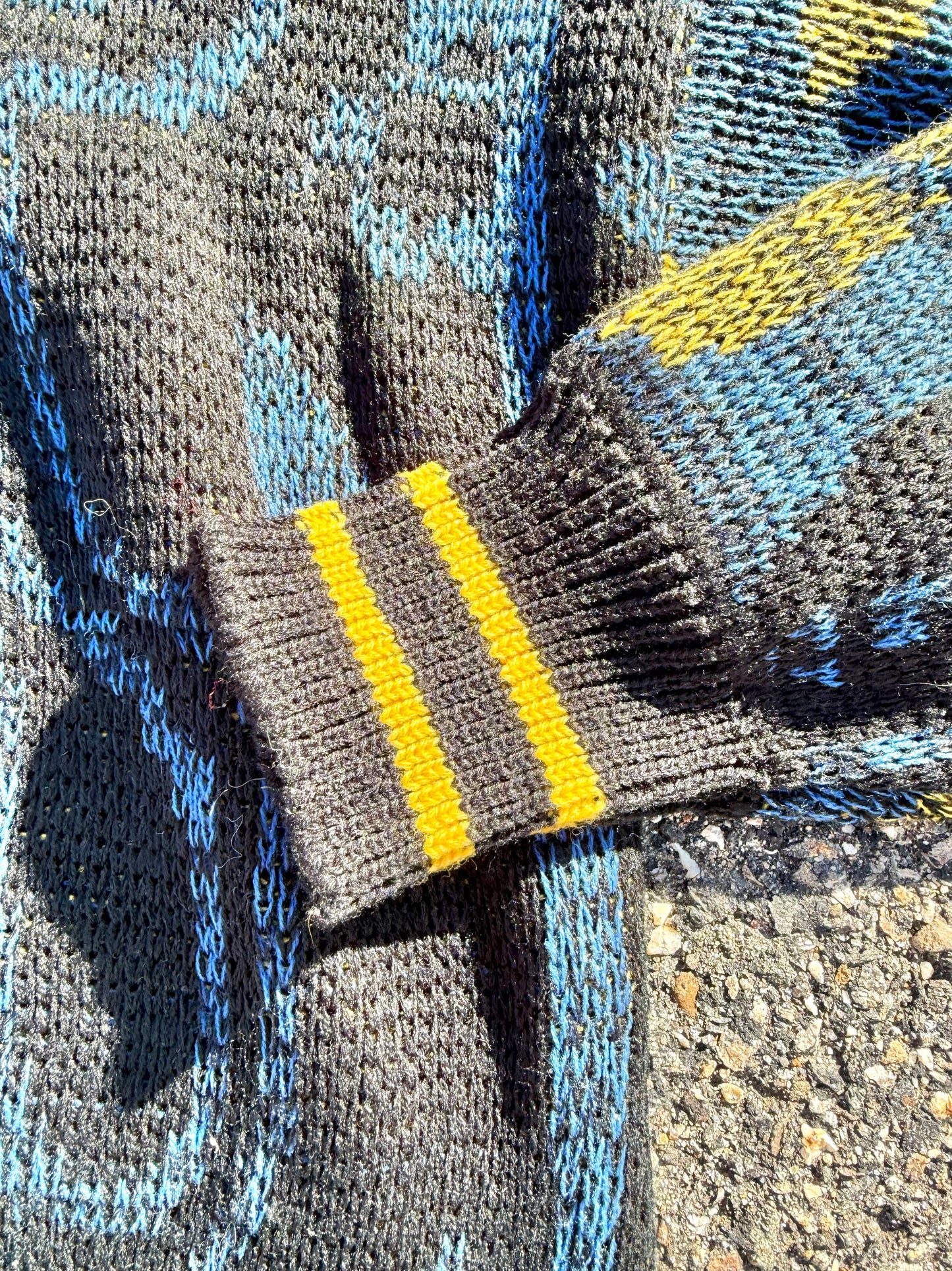 Vintage Sasson Crazy Print Coogi Style 80s Retro Knit Sweater Men's Size XL