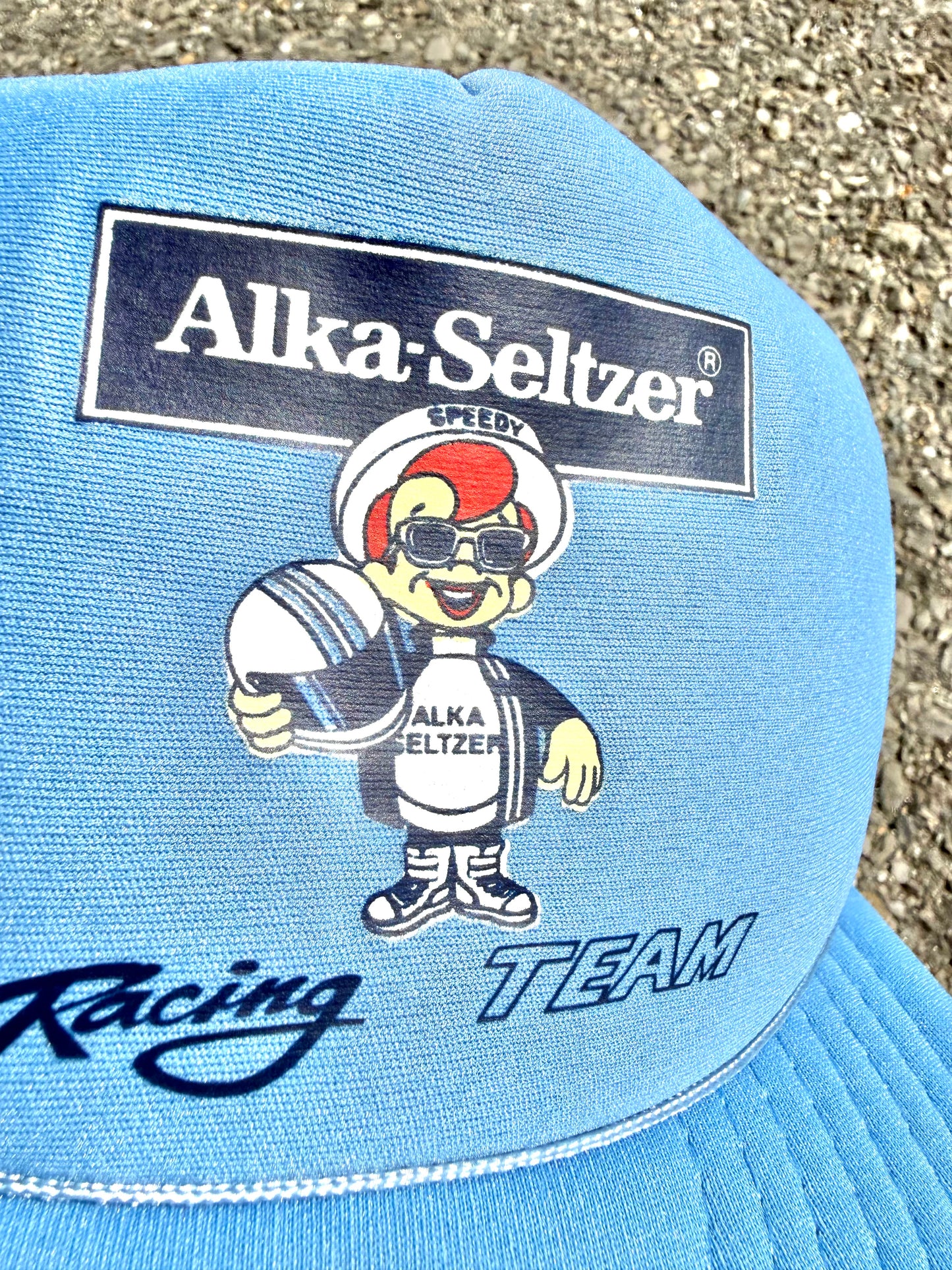 Vintage Alka Seltzer Racing Team NASCAR 80's Retro Snap Back Cap Trucker Hat