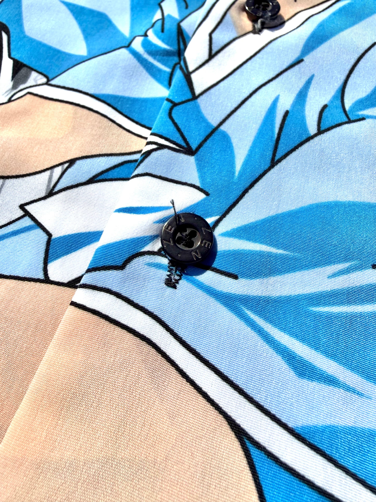 Vintage ZEN Japanese Anime 90's All Over Print Short Sleeve Button Up Shirt 2XL