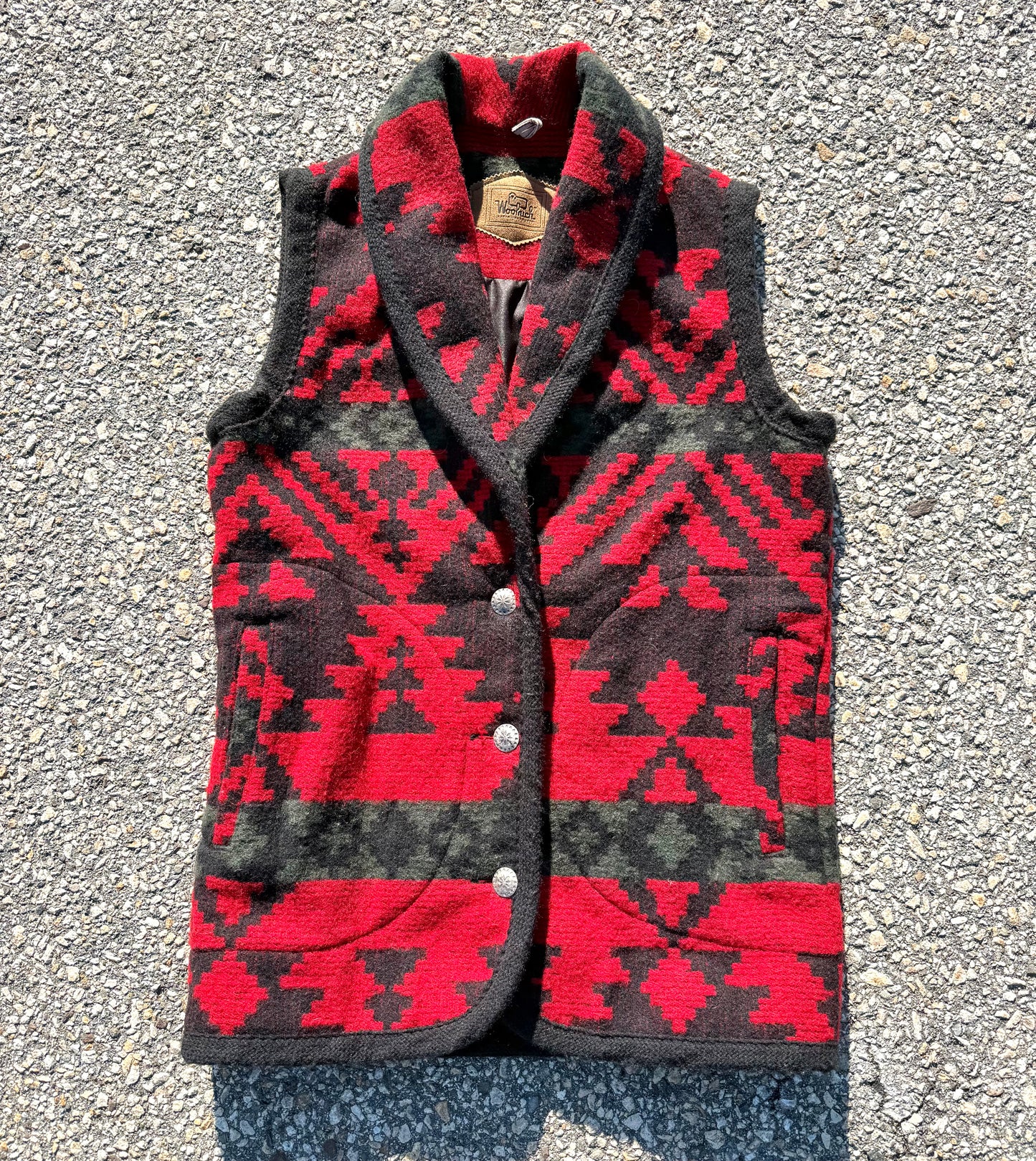 Vintage Woolrich Native Navajo Southwestern Geometric Wool Vest Unisex Size S Small