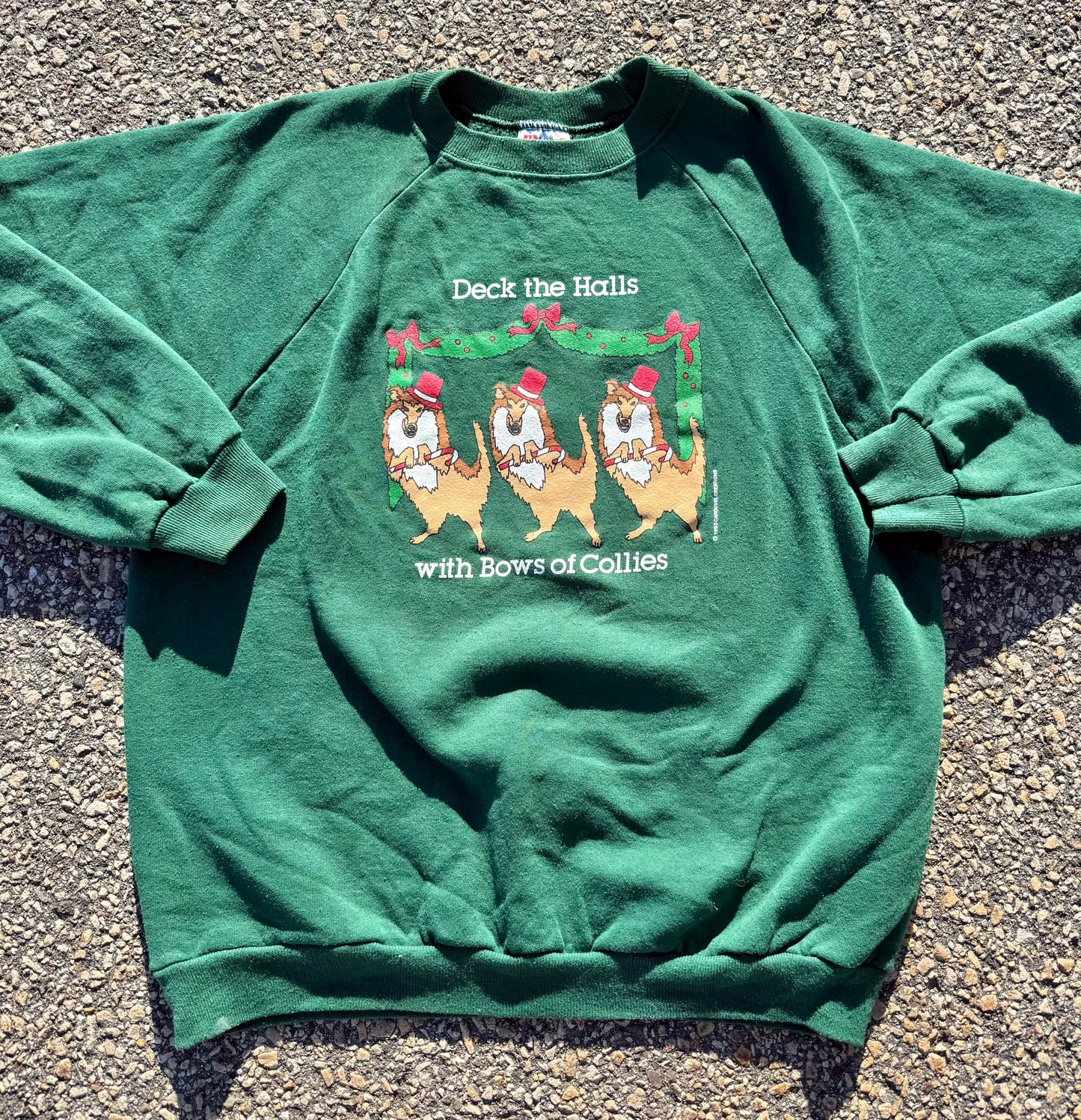 Vintage Christmas Collie Dog Ugly Sweater Retro 90s Crewneck Sweatshirt XL 1993