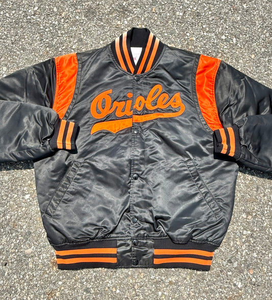 Vintage Starter Baltimore Orioles Retro 80's Diamond Collection Satin Bomber Jacket Size L Large