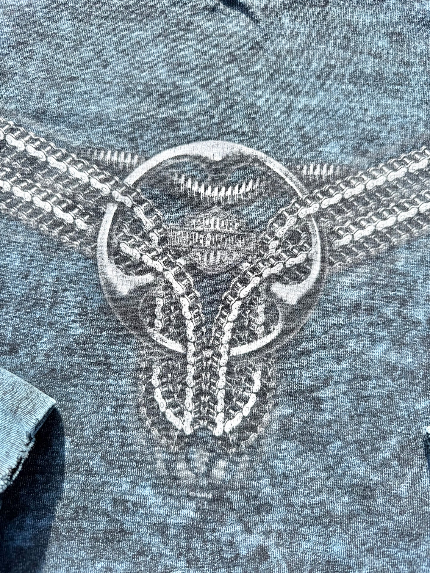 Vintage Harley Davidson Blue Acid Wash Retro 90's Long Sleeve T Shirt Size L Large Made in the USA 1995