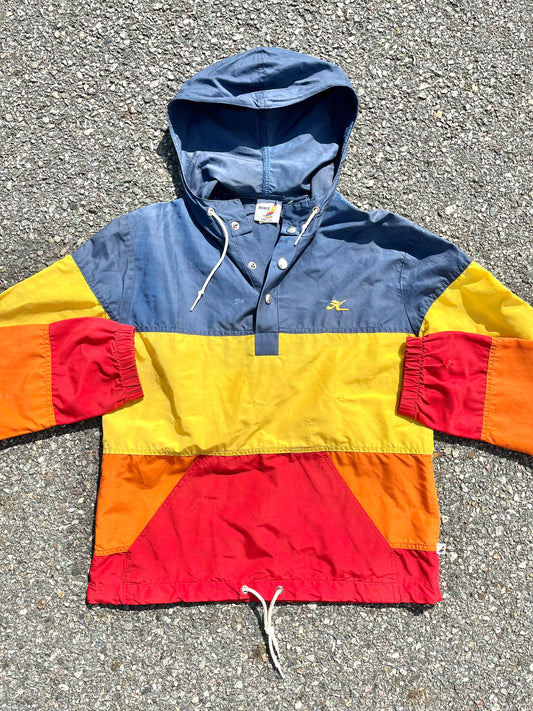 Vintage Hobie Surf Retro Colorblock Anorak 1/4 Button 80's Pullover Windbreaker Jacket Size M Medium