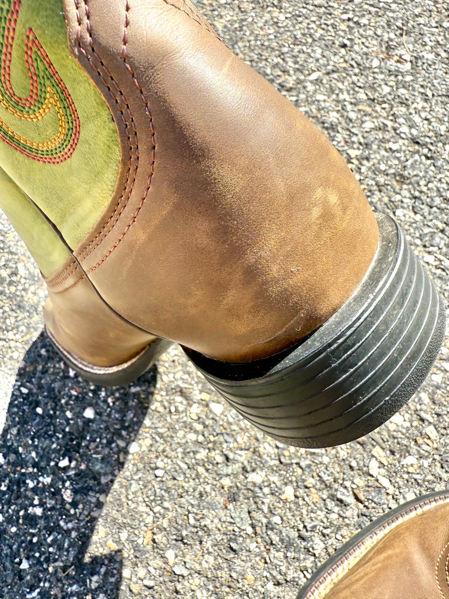 Justin Slip On Men's Leather Western Cowboy Ranch Boots Size US 12D Green