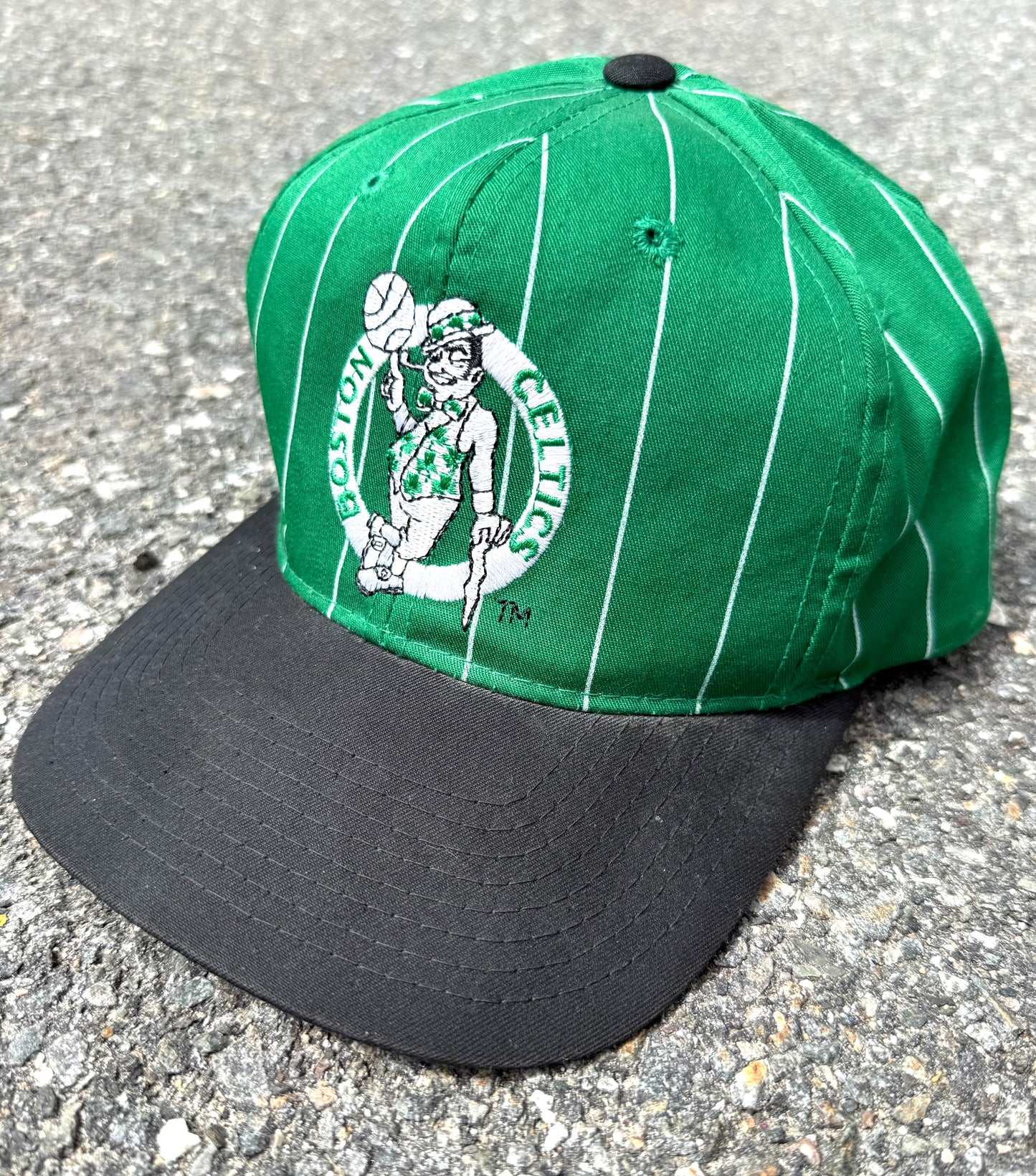 Vintage Boston Celtics Retro 90's Starter Striped NBA Basketball Snapback Hat