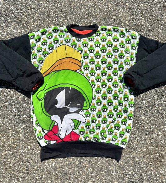 Vintage Taz Marvin The Martian Reversible Crazy 90's All Over Print Looney Tunes Sweatshirt Size M Medium 1993