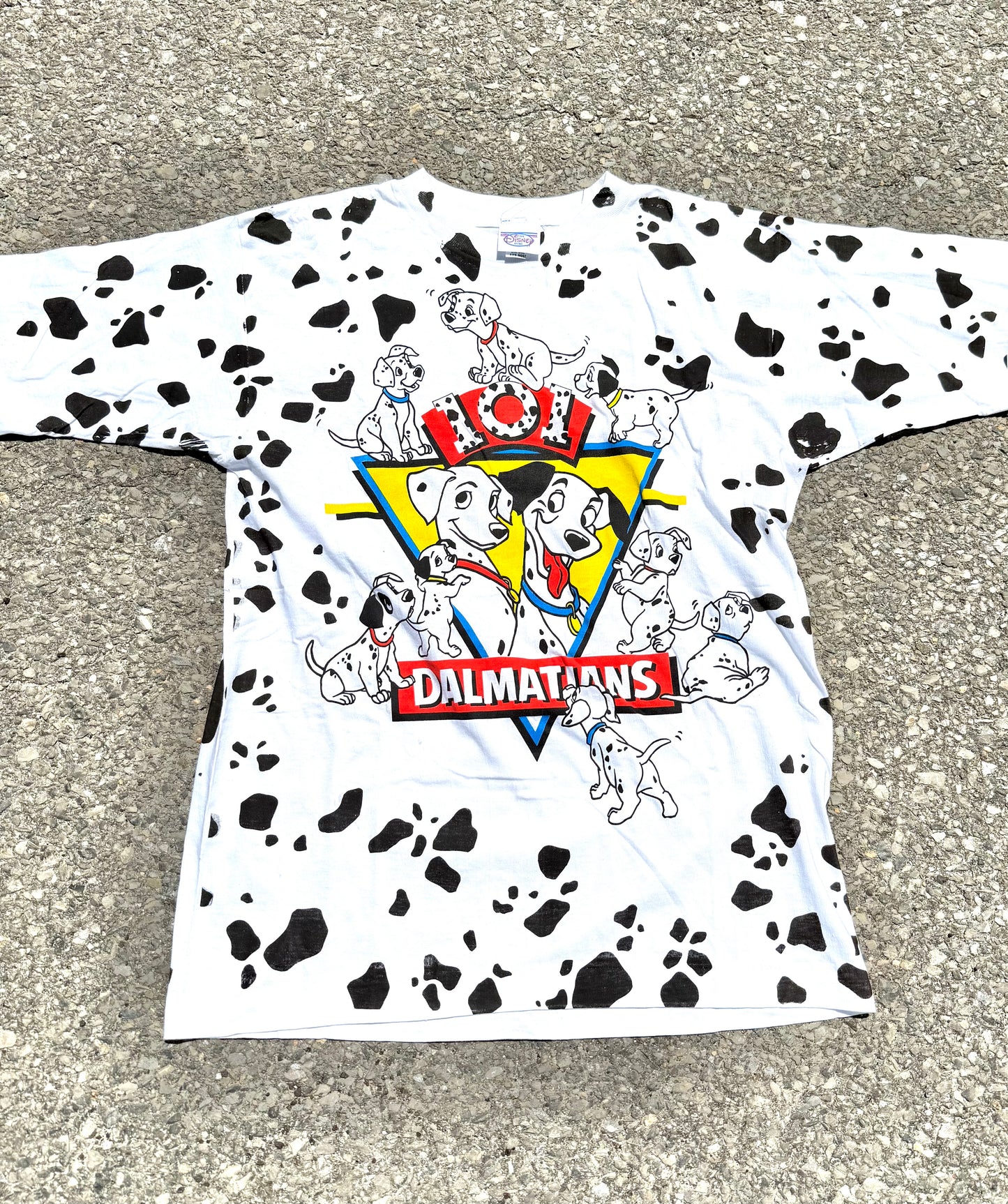 Vintage Disney 101 Dalmatians 90's Crazy AOP All Over Print Movie T Shirt Large