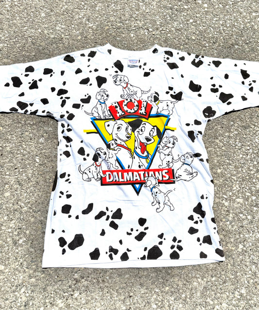 Vintage Disney 101 Dalmatians 90's Crazy AOP All Over Print Movie T Shirt Large