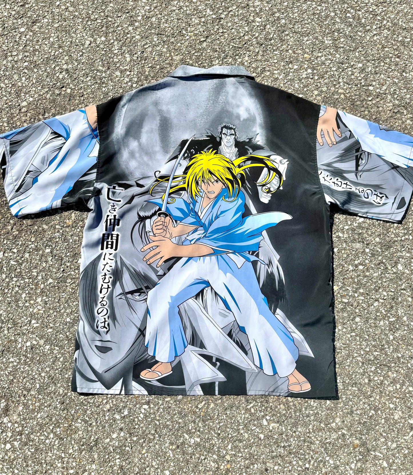 Vintage ZEN Japanese Anime 90's All Over Print Short Sleeve Button Up Shirt 2XL