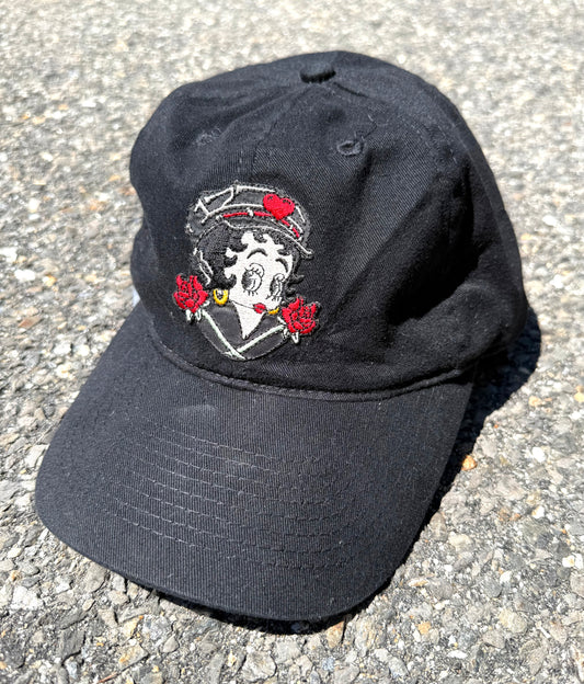 Vintage Betty Boop 90's Biker Snapback Baseball Hat Cap Black.
