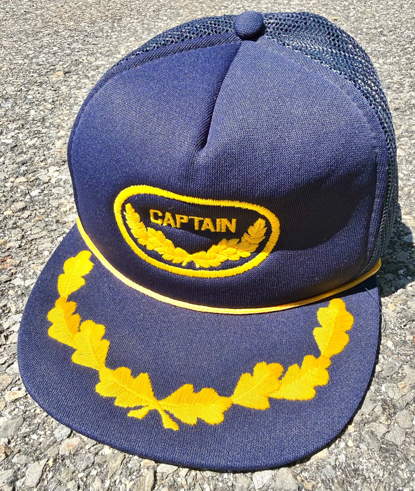 Vintage Captain US Navy Nautical Style Military Spell Out Trucker Snapback Hat