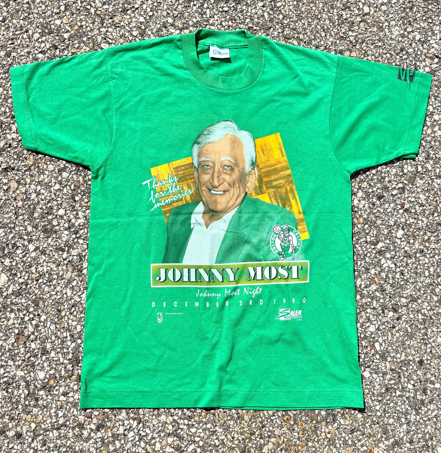 Vintage Boston Celtics Johnny Most 90's Tribute Night T Shirt Size M Medium 1990