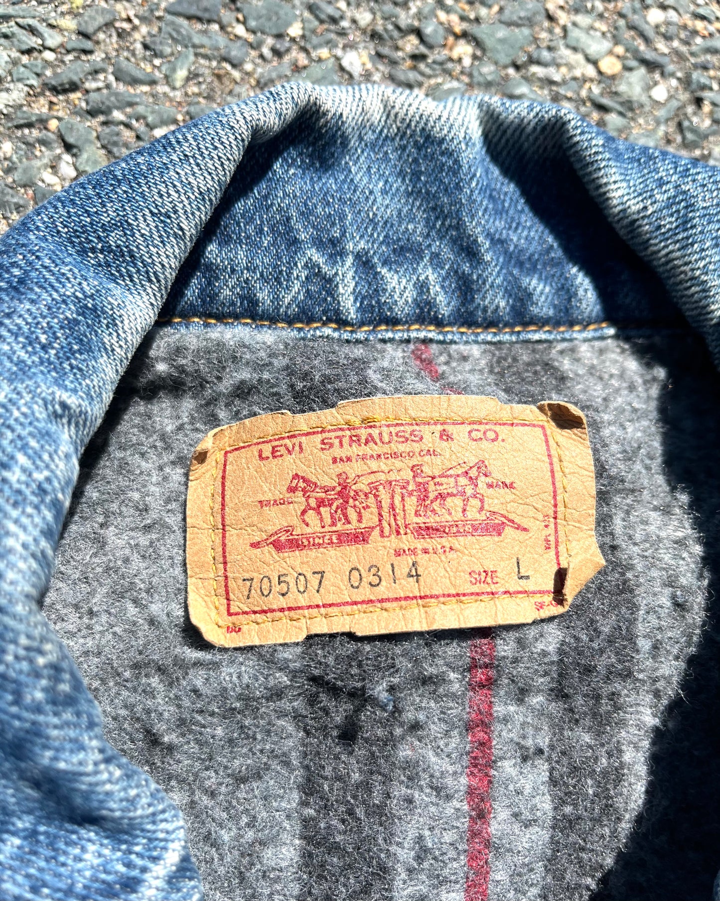 Vintage Levi's Blanket Lined Button Denim Buckle Back Biker Trucker Jacket Size L Large