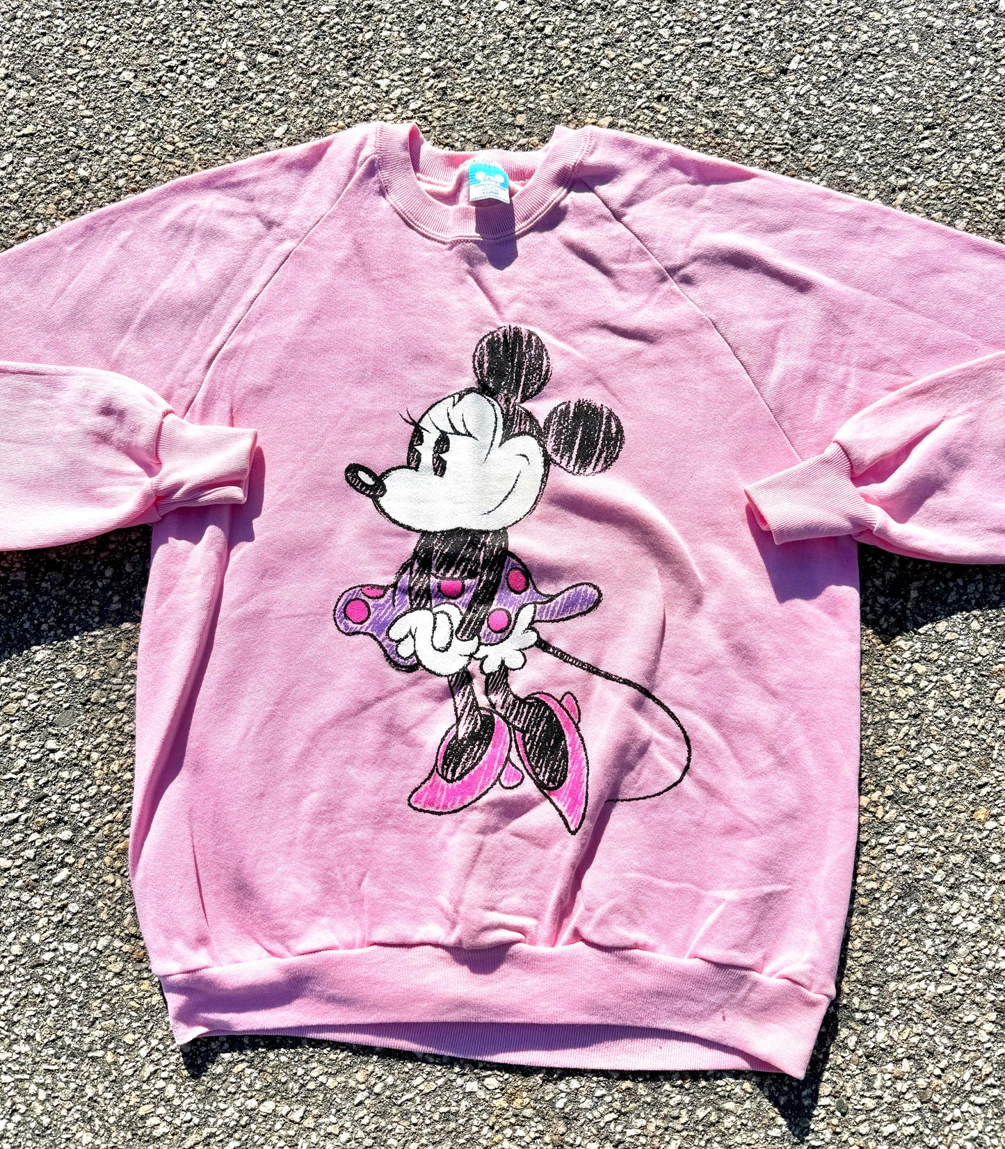 Vintage Disney Minnie Mouse Character Fashions 80s Crewneck Sweatshirt XL Pink