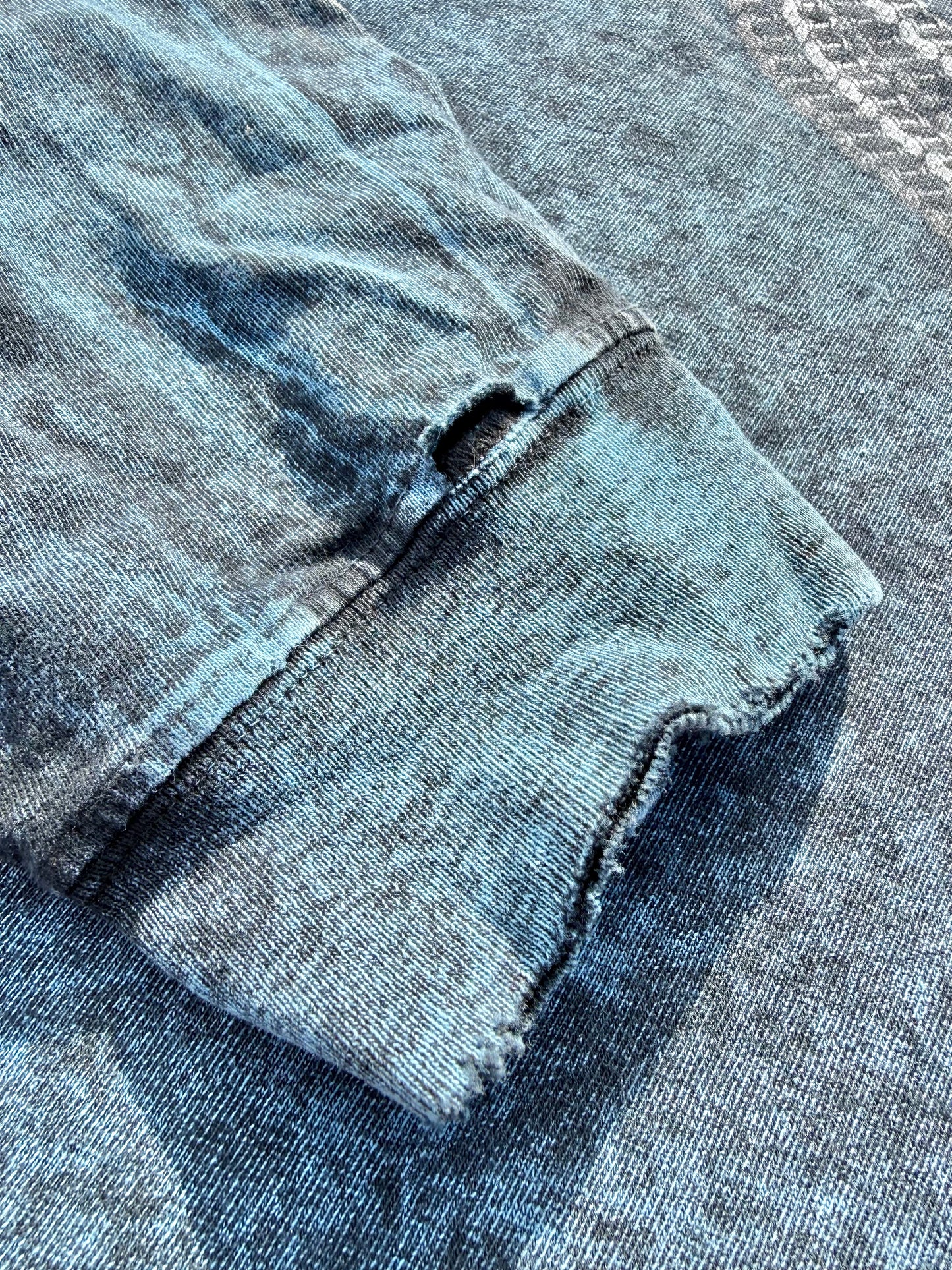 Vintage Harley Davidson Blue Acid Wash Retro 90's Long Sleeve T Shirt Size L Large Made in the USA 1995