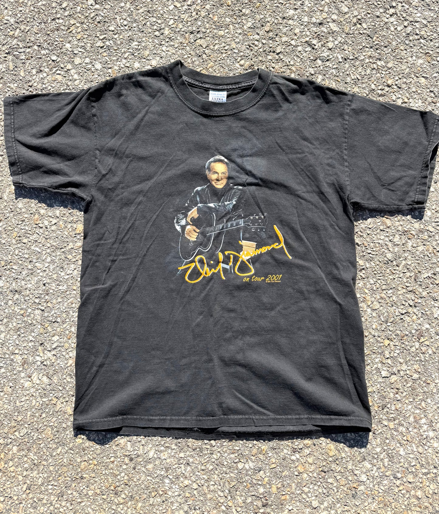 Vintage Neil Diamond Y2K Concert Tour Band T Shirt Size L Large 2001 Black