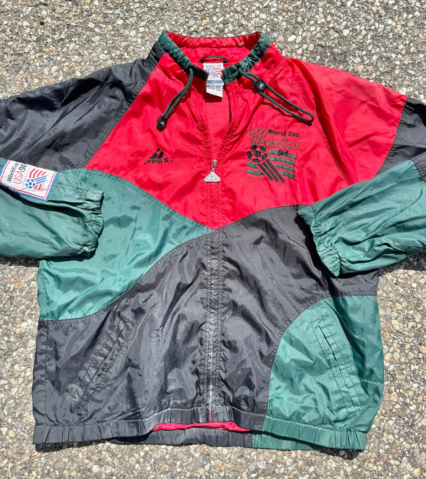 Vintage World Cup 1994 Soccer Apex One Mexico Retro 90's Windbreaker Jacket Large