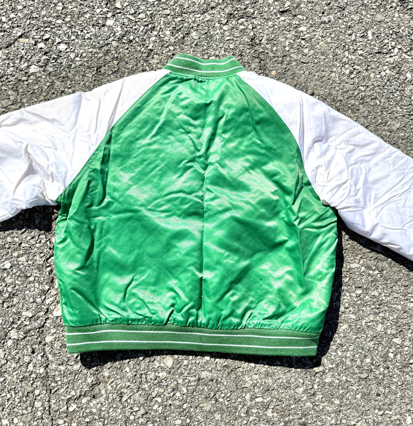 Vintage Boston Celtics Hardwood Classics Women's NBA Satin Bomber Jacket Large