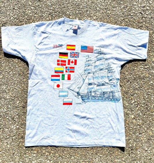 Vintage Sail Boston Massachusetts Tall Ships 90's Sailing T Shirt Size XL 1992