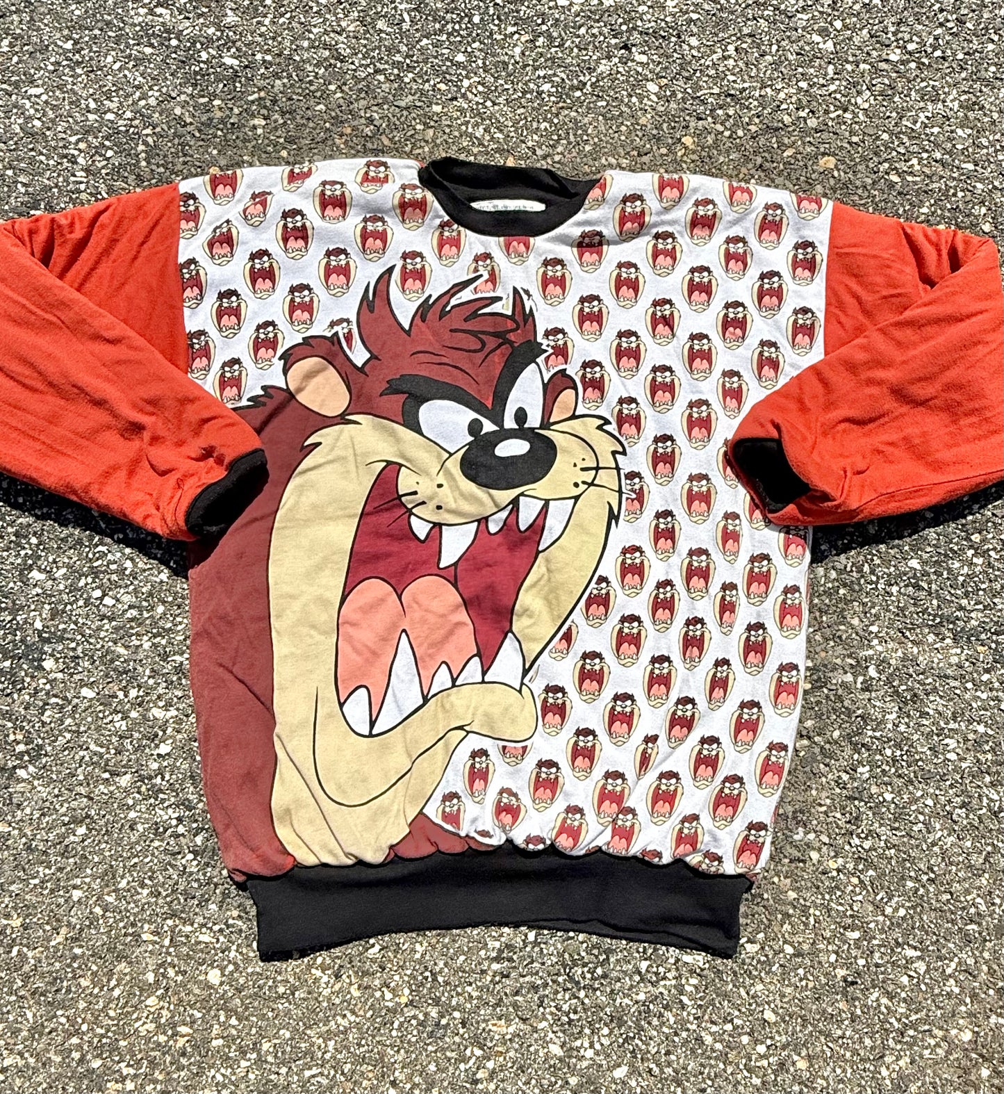Vintage Taz Marvin The Martian Reversible Crazy 90's All Over Print Looney Tunes Sweatshirt Size M Medium 1993