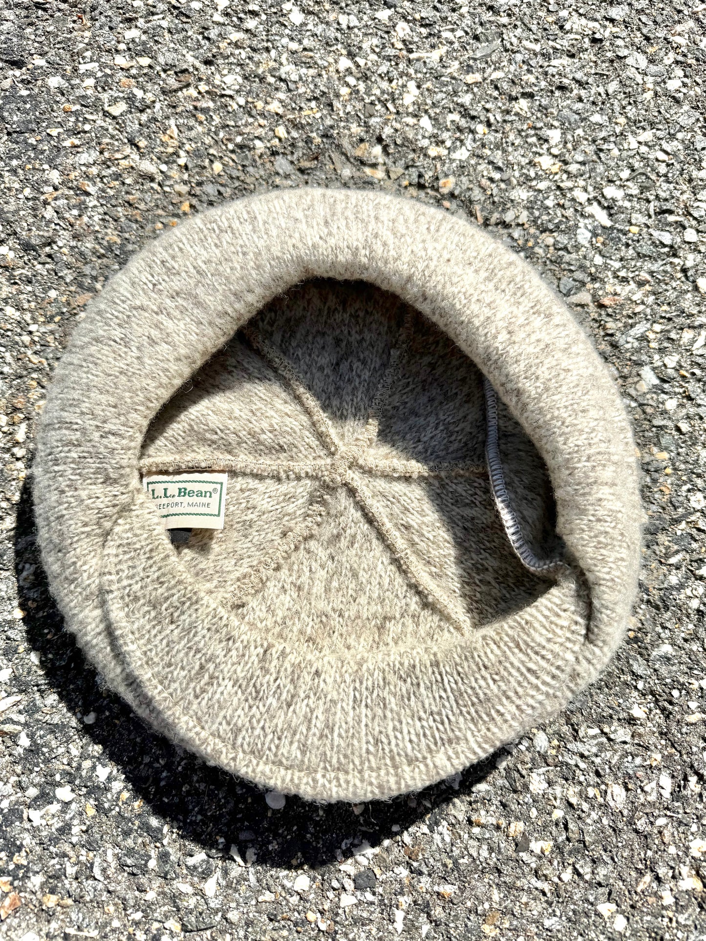 Vintage L.L. Bean Woven Wool Knit Newsboy Hat Heritage Flat Cap Beige