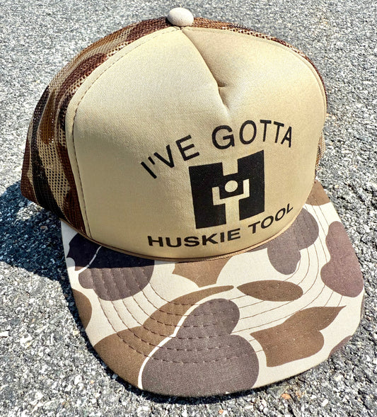 Vintage Funny Innuendo Huskie Tool Retro Camo Hunting Trucker Hat Snapback Cap