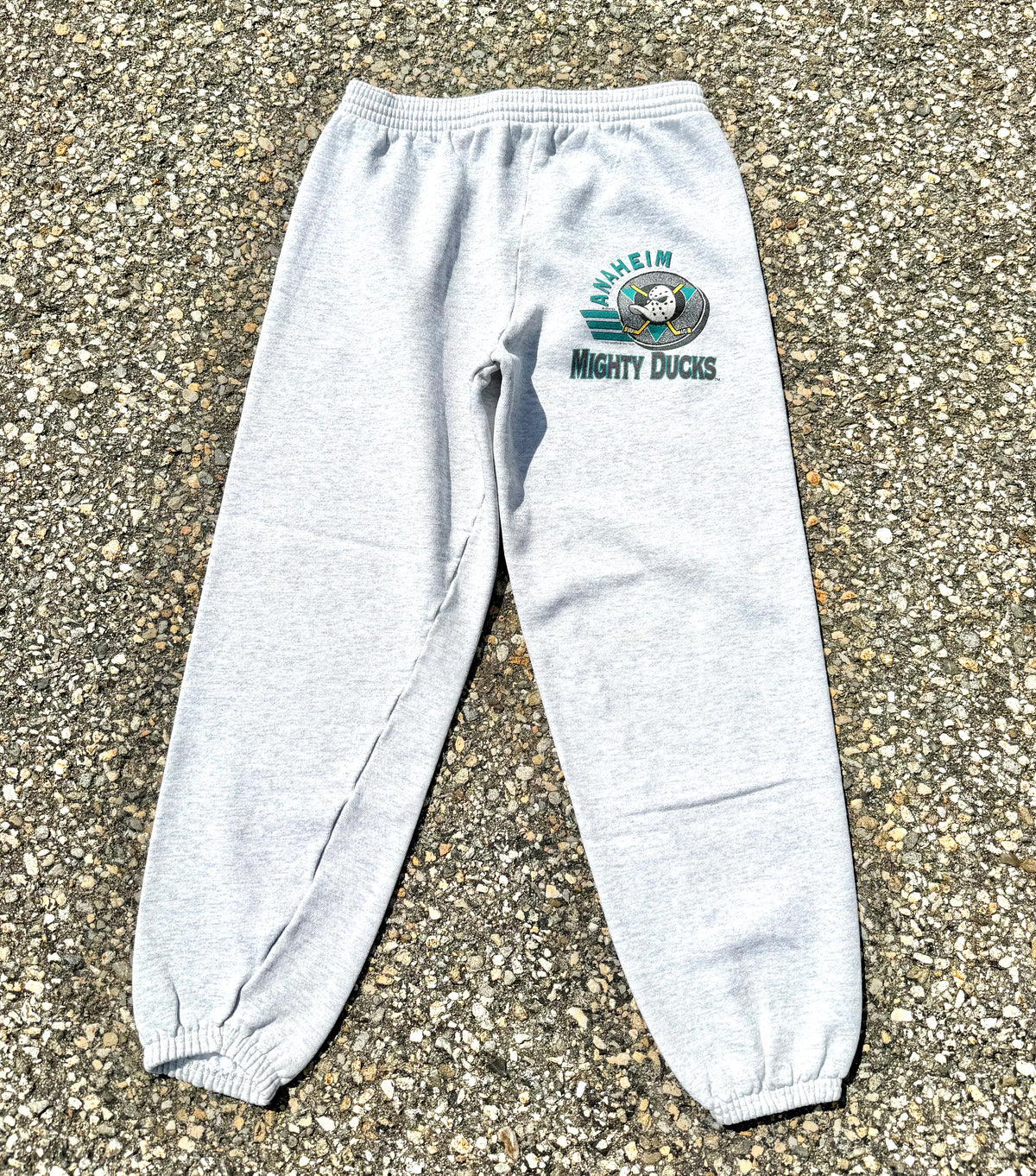 Vintage Anaheim Mighty Ducks Disney 90's NHL Hockey Sweatpants Small 1993 Gray