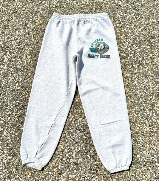 Vintage Anaheim Mighty Ducks Disney 90's NHL Hockey Sweatpants Small 1993 Gray