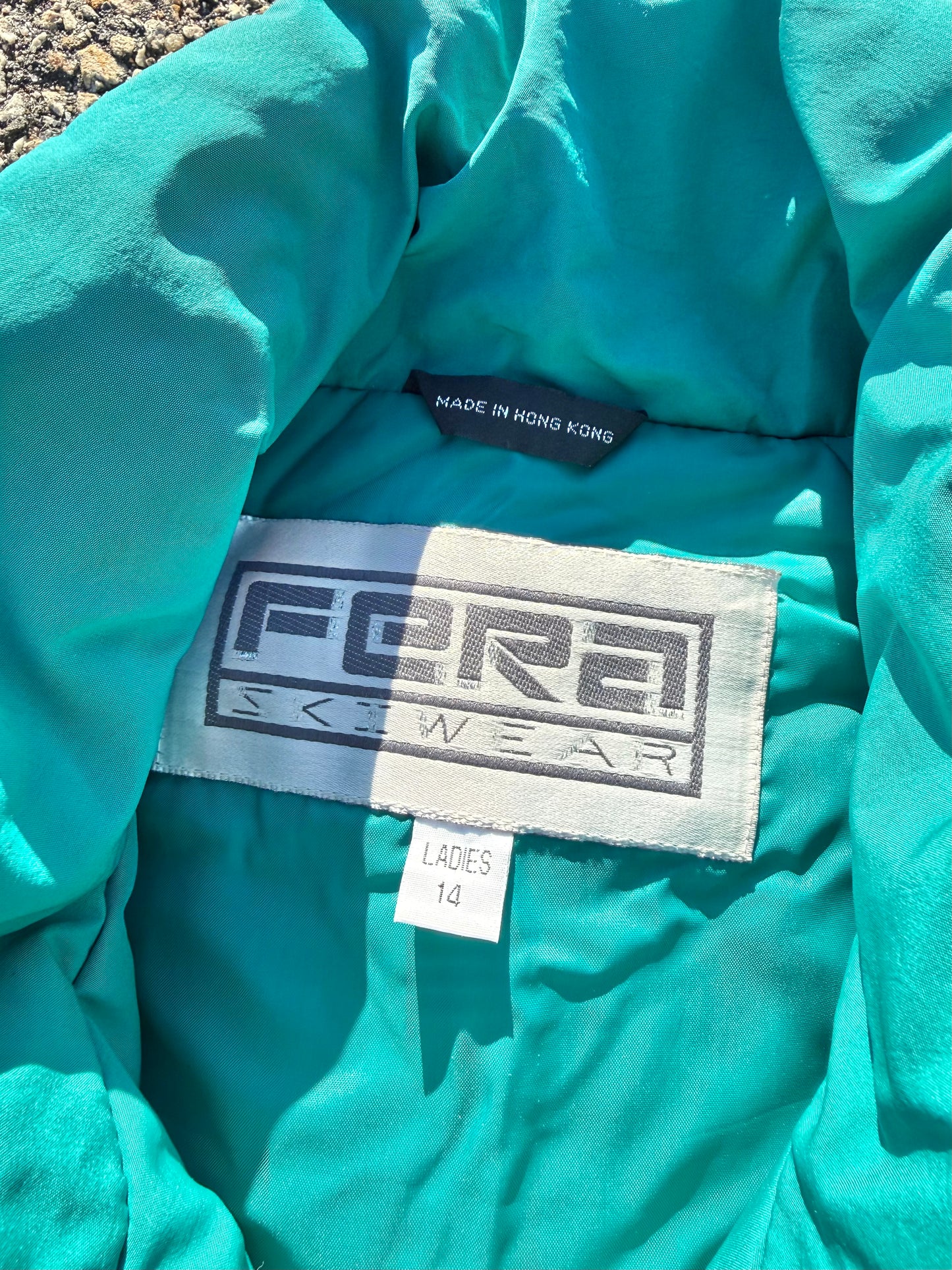 Vintage Fera Skiwear Retro 90's 80's Womens Full Body Snow Ski Suit Size 14 Teal