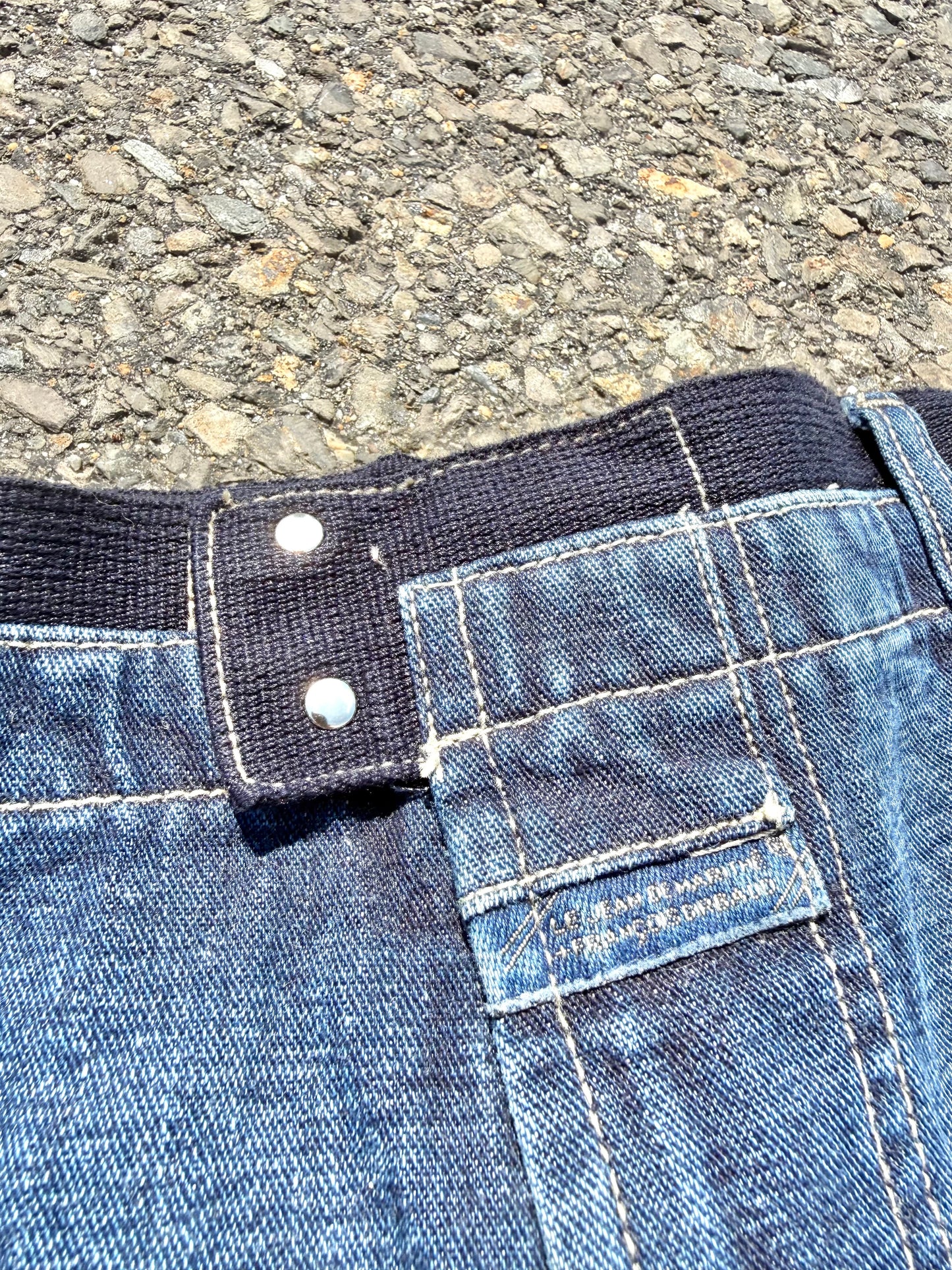 Vintage Girbaud Retro 80's Baggy Cargo Style Double Knee Blue Denim Jeans 34x32