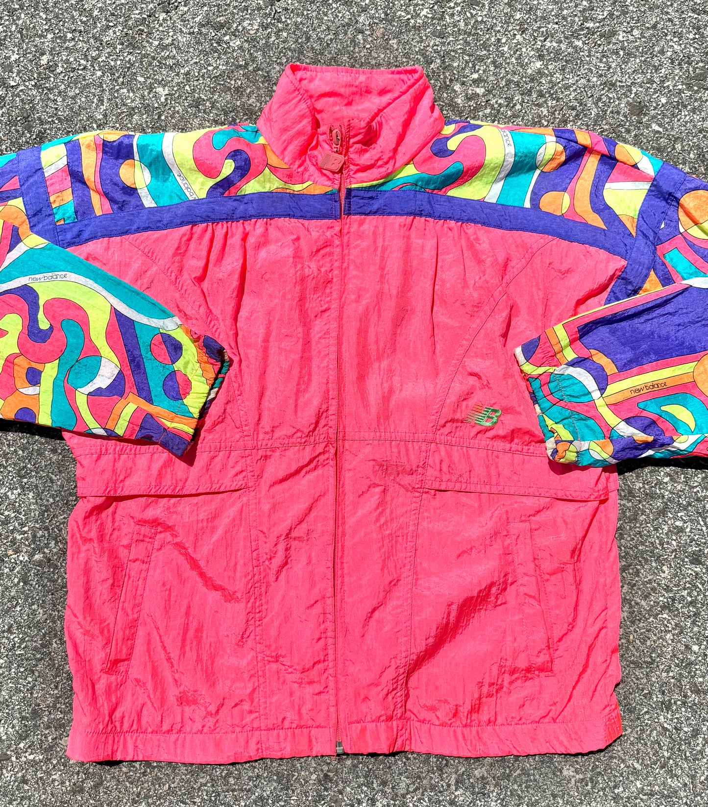 Vintage New Balance Retro 80's Hot Pink Barbie Style Jacket Windbreaker Size S Small