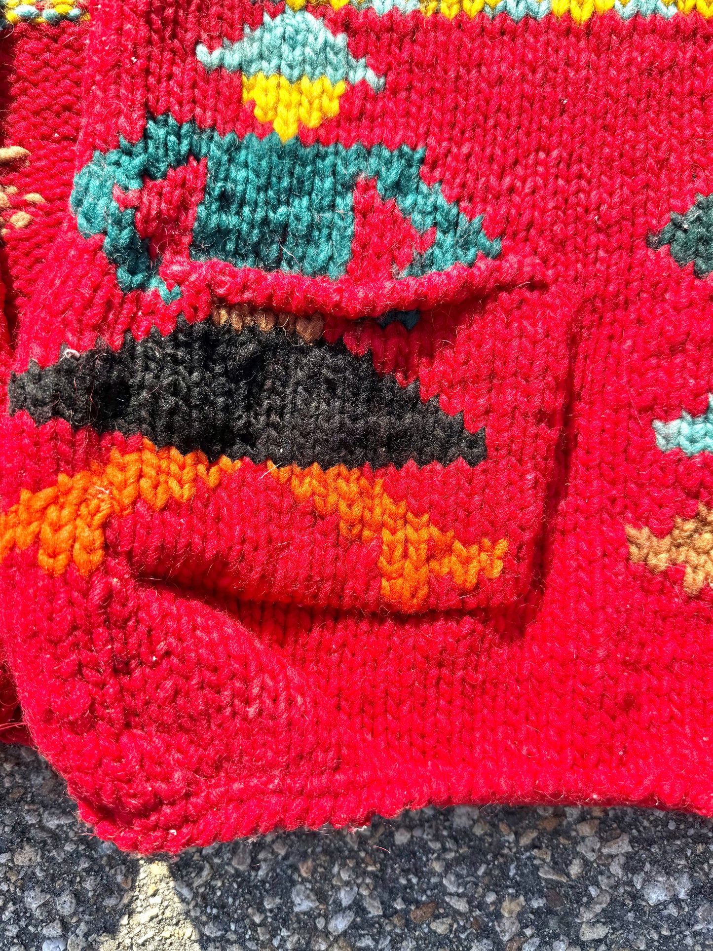 Vintage Quichua Village Native Tribal Wool Chunky Knit Cardigan Sweater Unisex Size Medium