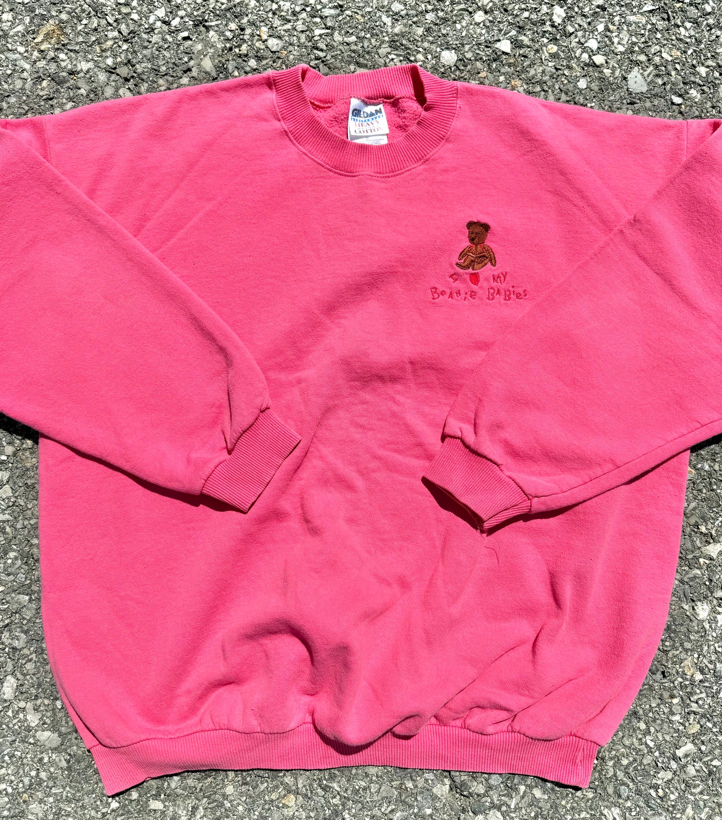 Vintage TY Beanie Baby Babies Retro 90's Embroidered Crewneck Sweatshirt XL Pink