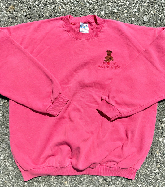 Vintage TY Beanie Baby Babies Retro 90's Embroidered Crewneck Sweatshirt XL Pink